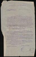 1921 Egy perirat anyaga és a hozzá tartozó papírok, levelek