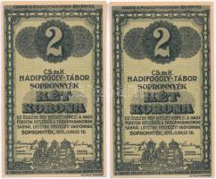 Sopronnyék / hadifogolytábor 1916. június 16. 2K római sorozat és arab sorszámmal (2x) sorszámkövetők T:I