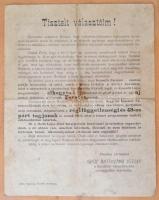 1909 Tisztelt Választóim! Batthyány József (1858-1922) földbirtokos, országgyűlési képviselő beszámoló beszédre invitáló röplapja, foltos, üvegezett, fa keretben, röplap: 25x20 cm, keret: 36x28 cm.