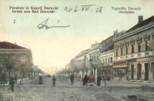 1906 Daruvár, Daruvar; Trgoviste / Stadtplatz / square, shop of Latoslav Schwartz