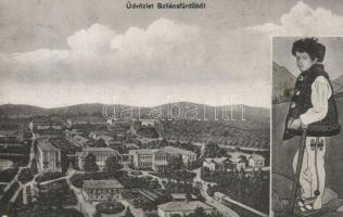 1910 Szliácsfürdő, Kúpele Sliac; Folklór művészlap. Kerekes Miklós kiadása / Folklore art postcard