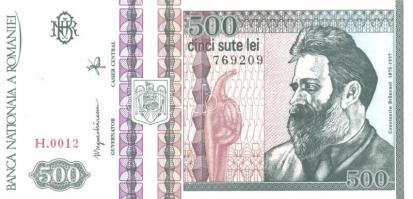 Románia 1992. 500L (3x) különbözős színárnyalatok és vágási eltérések T:I