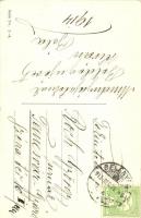 1913 Boldog Újévet! / New Year greeting art postcard with sledding people in winter. Serie 201. 1-4