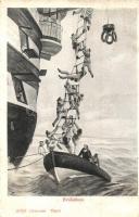 Evolutions / K.u.K. Kriegsmarine humour, mariners boat, Alterocca Tern 3258 (EK)