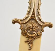 Aranyozott ezüst (Ag.) író szett ( 4db), jelzett, elefántcsont nyéllel (apró lepattanás a végén), dí...