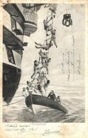 Evolutions / K.u.K. Kriegsmarine humour, mariners boat, Alterocca Tern 3258 (fl)