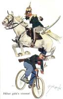 Höher gehts nimmer! / WWI German and K.u.K. military, officers on horseback and bicycle. B.K.W.I. 441-1 s: Fritz Schönpflug