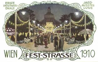 1910 Wien, Erste Internationale Jagdausstellung. Festrasse / The First International Hunting Exposition in Vienna. Advertisement art postcard s: H. Kalmsteiner