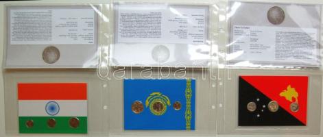 India 1988-95. 10P, 25P, 50P szettben, ismertetővel T:BU + Kazahsztán 1993. 2T, 20T, 50T szettben, ismertetővel T:BU + Pápua Új-Guinea 1995. 1T, 2T, 5T szettben, ismertetővel T:BU