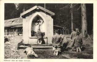 Alkonyi ima. Az Érdekes Újság kiadása / WWI K.u.k military, soldiers praying in the Italian front