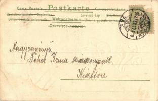 1902 Schneeflocken / Flocons de Neige / Lady ice skating in winter. Art Nouveau Emb. litho (EB)