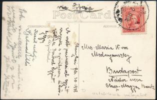 1938 Az MTK asztalitenisz csapat tagjainak - Szabados Miklós 15-szörös, Kelen István 7-szeres világbajnok asztaliteniszezők aláírásai Mednyánszky Mária 18-szoros asztalitenisz világbajnoknak írt kínai képeslapon. / Table tennis champions autograph signed postcard from Nanking.