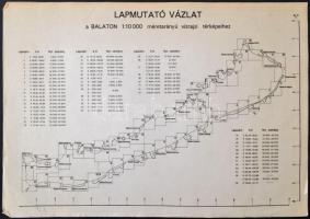 cca 1976 Balaton vízrajzi térképei fénymásolata, 1:10.000, 54+2 (lapmutató vázlat, jelmagyarázat), a...