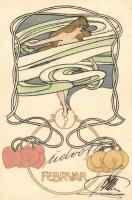 1900 Februar. Art Nouveau postcard