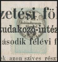 1861 Miskloczi tudakozó-intézeti értesítő száma előfizetési fölhívással, rajta 1kr hirdetmény bélyeg...