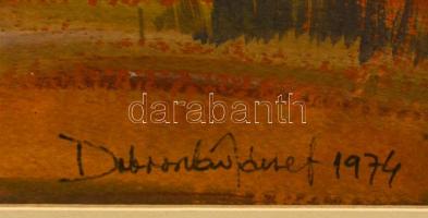 Dobroszláv József (1932-2016): Falu határában, akvarell, papír, paszpartuban, 26,5×46,5 cm