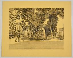 Veszprémi Endre (1925- ): Budapest, Vörösmarty tér. Rézkarc, papír, jelzett, 29×39 cm
