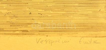 Veszprémi Endre (1925- ): Budapest, Vörösmarty tér. Rézkarc, papír, jelzett, 29×39 cm