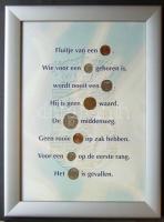 Hollandia 8klf db pénzérme érdekes versbe foglalva, képkeretben