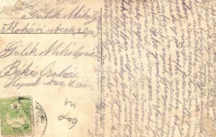 Léva, Levice; Schöller kastély, park, kis híd. Dukesz Lipót kiadása / castle, park, bridge (b)