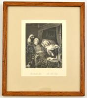 Die kranke Frau / The Sick Lady, a beteg hölgy és az orvos, acélmetszet, papír, jelzett, paszpartuban, 18,5×12,5 cm.
