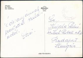 cca 1960 Kubala László (1927-2002) magyar labdarúgó saját kézzel írt lapja Olaszországból édesanyjának / Autograph postcard from Italy to his mother.