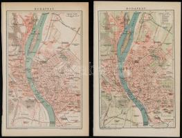 cca 1894-1900 3 db Budapest térkép, 24x16 cm és 30x24 cm közötti méretben