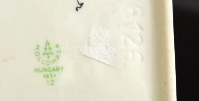 Hollóházi porcelán bohóc kislánnyal, kézzel festett, jelzett, hibátlan, m: 21,5 cm