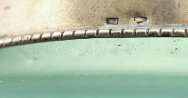 Üveg lámpatest-alj, ezüst peremmel, jelzett, d: 13,5 cm, m: 8,5 cm