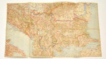 cca 1914 Balkán térképe, vászonra kasírozva, bejelölésekkel, 45x78 cm