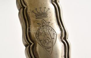 Ezüst(Ag) nyelű csont salátás kanál és villa, jelzett, h: 24 és 25 cm