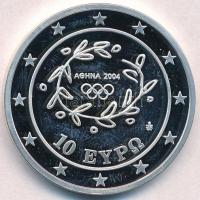 Görögország 2003. 10E Ag "Athéni Olimpia 2004" dísztokban T:PP ujjlenyomatos Greece 2003. 10 Euro Ag "2004 Olympics, Athens" in case C:PP fingerprints