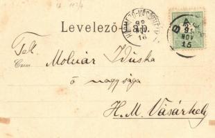 1899 Baja, Sugovica part, megrakodott csónakok, uszályok