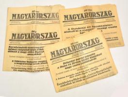 1944 a Magyarország napilap 4 lapszáma (nov. 2., 3., dec. 2., 4.), kis hiányokkal, érdekes írásokkal