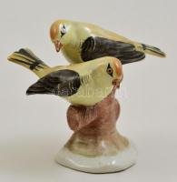 Aquincumi madár pár, kézzel festett, jelzett, hibátlan, m: 10 cm