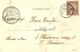 1901 Devecser, Római katolikus templom, Baross utca, Járásbíróság. Rosenberg Zsigmond kiadása, flora...