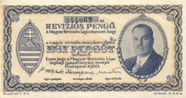 1930. Revíziós pengő blankó, arcképes, bal oldalon perforált T:II