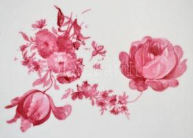 Zsolnay virág mintás hat személyes étkészlet, matricás, jelzett, hibátlan, apró kopással, összesen: ...