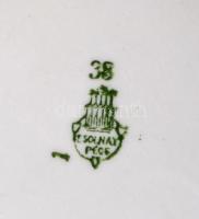 Zsolnay virág mintás hat személyes étkészlet, matricás, jelzett, hibátlan, apró kopással, összesen: ...