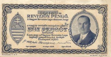 1930. Revíziós pengő blankó, arcképes , bal oldalon perforált T:III