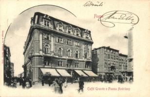 1901 Fiume, Andrássy tér, kávéház / Caffé Grande e Piazza Andrássy / square, cafe