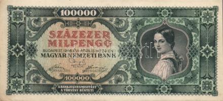 1946. 10000MP T:II- hátlapi nyomat erősen balra és lefelé csúszva + 100000MP T:I-