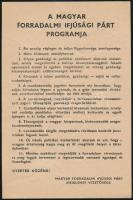 1956 Magyar Forradalmi Ifújsági Párt programja, röplap, 24x16 cm