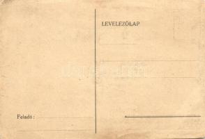 Üdvözlet katonáéktól! Pesti újságot olvasó katonák. 1. honv. gyalogezred Tábori posta 11. / WWII Hun...