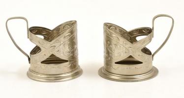 2 db retró fém teás pohártartó, jelzettek