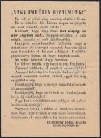 1956 Nagy Imrében a bizalmunk!, Egyetemi Forradalmi Diákbizottság röplapja, 21x14 cm