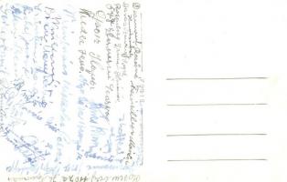 1948 Hajdúszoboszló, megmaradt izraelita közösség csoportképe, hátoldalon aláírások / Remaining Jewi...