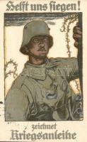 1917 Helft uns siegen! Zeichnet Kriegsanleihe / WWI German military loan propaganda art postcard s: Fritz Erler