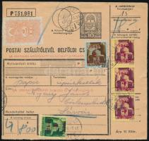 1945 (2. díjszabás) Csomagszállító Kisegítő 15P bérmentesítéssel / Parcel card with 15P franking BUDAPEST - SÁRVÁR