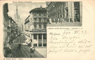 1900 Milano, Milan; Corso Vittorio Emanuele, Campari Caffe Bottiglieria Galleria V.E. / street view with cafe (EK)